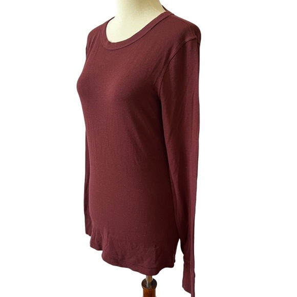CROWN JEWEL LS TEE SHIRT M CASUAL SOFT STRETCHY CREWNECK PULL ON BURGUNDY - Picture 3 of 11